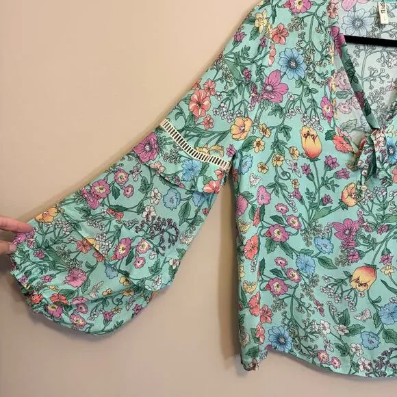 Spell & The Gypsy Sayulita Blouse Women Small Floral Boho Long Sleeve Birthstone - Picture 3 of 7